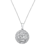 .98ct 14K White Gold Round Diamond Pendant Necklace 18" Long