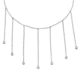 .13cts 14kt White Gold Round Diamond Lariat Strands Pendant Necklace 18"