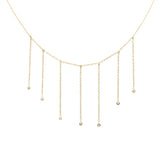 .14ct G SI 14K Yellow Gold Diamond Dangling Bezel Pendant Necklace 16" Long