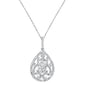 <span>DIAMOND  CLOSEOUT! </span>.98cts 14kt White Gold Round Diamond Antique Filigree Pendant Necklace 18"