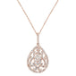 <span>DIAMOND CLOSEOUT! </span>1.01ct 14k Rose Gold Pear Tear Drop Diamond Filigree Pendant Necklace 18"