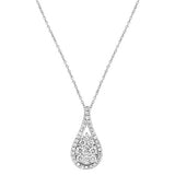.74cts 14kt White Gold Round Diamond Antique Drop Pendant Necklace 18" Long