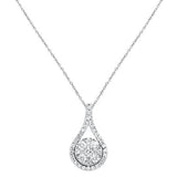 <span>DIAMOND CLOSEOUT! </span> .79cts 14kt White Gold Round Diamond Drop Pendant Necklace 18" Long