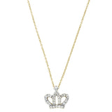 <span>DIAMOND CLOSEOUT! </span>.23ct 14kt Yellow Gold Round Diamond Crown Princess Pendant Necklace 18"