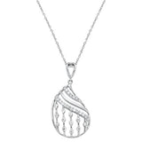 <span>¡LIQUIDACIÓN DE DIAMANTES! </span>Collar con colgante de filigrana de oro blanco de 14 quilates con diamante redondo de 0,35 quilates y 45 cm de largo