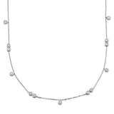 .35cts 14kt White Gold Round Diamond Station Pendant Necklace 18" Long