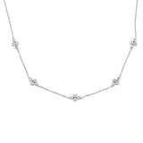 .26cts 14kt White Gold Round Diamond Station Pendant Necklace 18" Long
