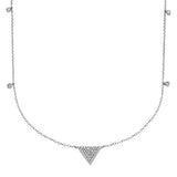 .24cts 14kt White Gold Round Diamond Triangle Pendant Necklace 18" Long
