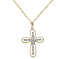<span style="color:purple">SPECIAL!</span> .10ct  14k Yellow Gold Diamond Filigree Cross Pendant Necklace 18" Long