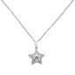 .17ct 14k White Gold Diamond Filigree Star Pendant Necklace 18" Long