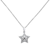 .17ct 14k White Gold Diamond Filigree Star Pendant