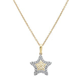 .18ct 14k Yellow Gold Diamond Star Charm Pendant Necklace 18"Long