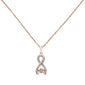 .14ct 14k Rose Gold Pink Ribbon Dancing Diamond Pendant Necklace 18" Long