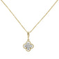 .08ct 14k Yellow Gold Antique Flower Diamond Pendant Necklace 18" Long Chain