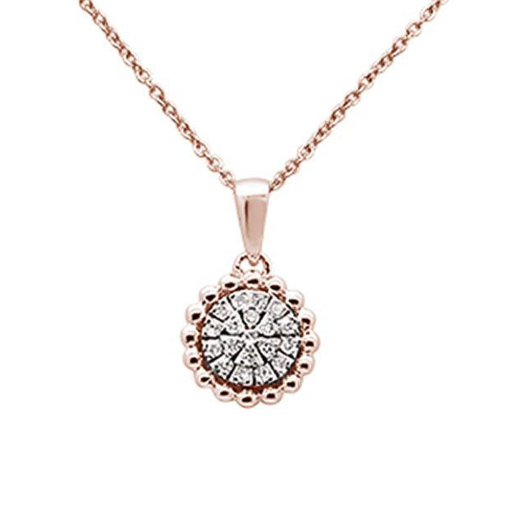 14K Rose Gold Micro Pave Flower Necklace