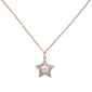 <span>DIAMOND CLOSEOUT! </span>.17ct 14k Rose Gold Diamond Filigree Star Pendant Necklace 18" Long
