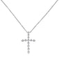 .09ct 14k White Gold Diamond Cross Pendant Necklace 18" Long