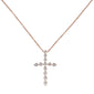 .08ct 14k Rose Gold Diamond Cross Pendant Necklace 18" Long