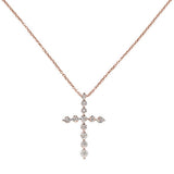<span>DIAMOND CLOSEOUT! </span> .08ct 14k Rose Gold Diamond Cross Pendant Necklace 18" Long