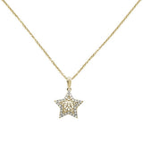 .18ct 14k Yellow Gold Diamond Filigree Star Pendant Necklace 18" Long