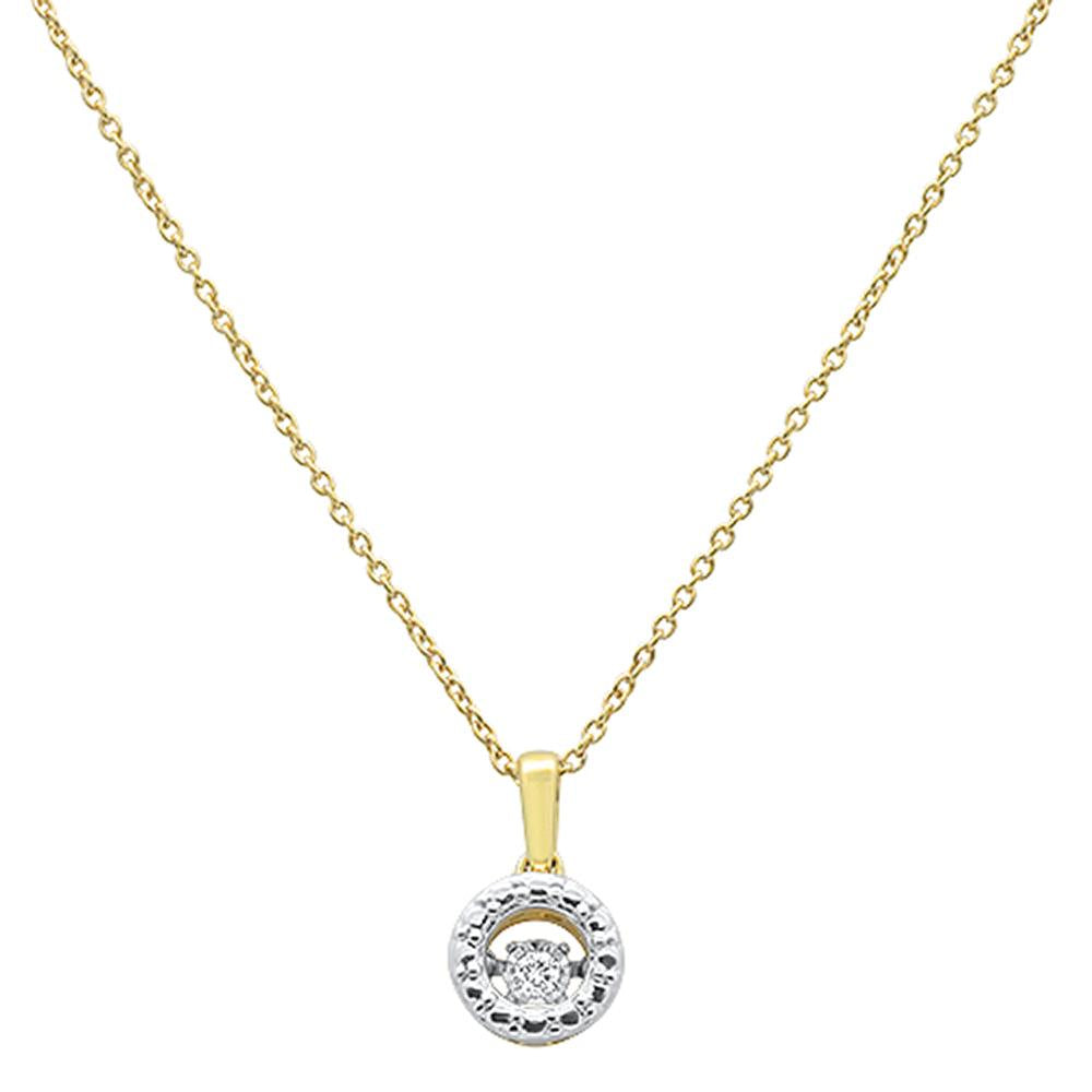 .03ct 14k Yellow Gold Dancing Diamond Solitaire Pendant Necklace 18"Long