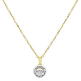 .03ct 14k Yellow Gold Dancing Diamond Solitaire Pendant Necklace 18"Long