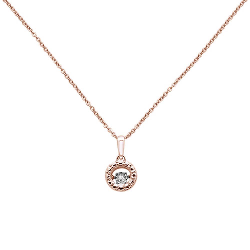  .03ct G SI 14k Rose Gold Solitaire Dancing Diamond Pendant