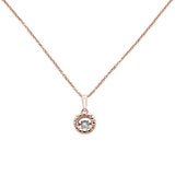  .03ct G SI 14k Rose Gold Solitaire Dancing Diamond Pendant
