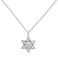 <span style="color:purple">SPECIAL!</span> .28ct 14k White Gold Diamond Jewish Star of David Pendant Necklace 18" Long
