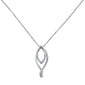 <span style="color:purple">SPECIAL!</span> .23ct 14k White Gold Diamond Modern Swirl Pendant Necklace 18" Long