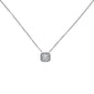 .16ct 14k White Gold Diamond Square Pendant Necklace 18" Long