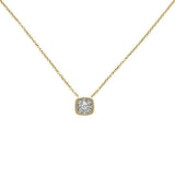  .15ct 14k Yellow Gold Diamond Square Shape Pendant Necklace 18"