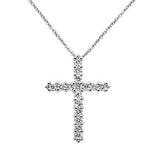 .98ct 14k White Gold Diamond Cross Pendant Necklace 18" Long