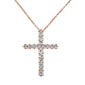 <span style="color:purple">SPECIAL!</span>.99cts 14k Rose Gold Diamond Cross Pendant Necklace 18" Long