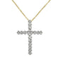 <span style="color:purple">SPECIAL!</span>1.00ct 14k Yellow Gold Diamond Cross Pendant Necklace 18" Long