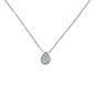 .16ct 14k White Gold Diamond Pear Solitaire Pendant Necklace 18" Long
