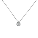 .16ct 14k White Gold Diamond Pear Solitaire Pendant Necklace 18" Long