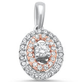 .25ct 14k Antique Reproduction Oval Two Tone Diamond Pendant