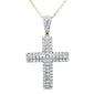<span style="color:purple">SPECIAL!</span>.98ct 14k Yellow Gold Diamond Micro Pave Cross Pendant Necklace 18"