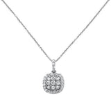 .51ct 14k White Gold Diamond Square Antique Pendant Necklace 18" Long