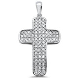 <span>DIAMOND CLOSEOUT! </span>.99ct 14k White Gold Diamond Cross Pendant Charm