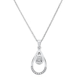 .13ct 14k White Gold Diamond Tear Drop Pear Pendant Necklace 18"Long