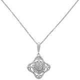 .93ct 14k White Gold Filigree Diamond Pendant Necklace 18" Long