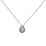 .15ct 14k White Gold Diamond Pear Solitaire Pendant Necklace 18" Long