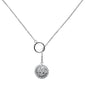 <span style="color:purple">SPECIAL!</span>.48ct 14k White Gold Chain Lariat Diamond Pendant Necklace 18" Long