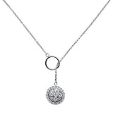 .48ct 14k White Gold Chain Lariat Diamond Pendant Necklace 18" Long