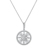 <span>¡LIQUIDACIÓN DE DIAMANTES! </span> Colgante de Corazón Calado Antiguo de Diamantes de .99ct de Oro Blanco de 14k con Cadena de 18" de Largo