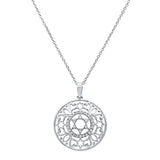 .14ct 14k White Gold Filigree Star of David Diamond Pendant Necklace 18" Long
