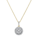 1.01ct 14k Yellow Gold Round Diamond Designer Halo Pendant Necklace 18" Long