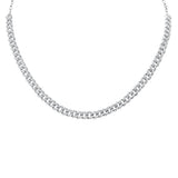 1.39ct 14k White Gold Diamond Curb Link Statement Choker Necklace 14"